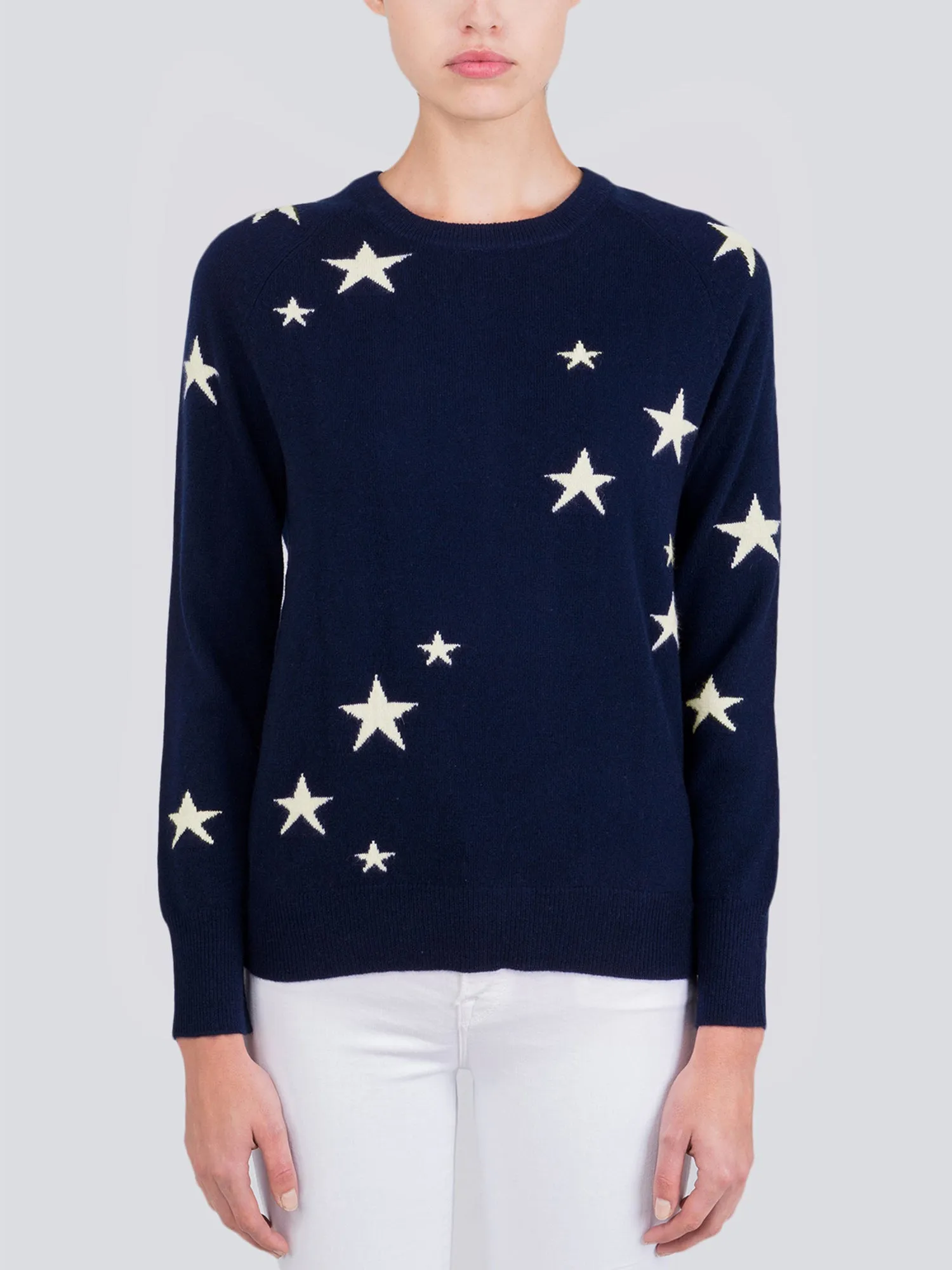 Star Jacquard Crew Neck_Navy/Ivory