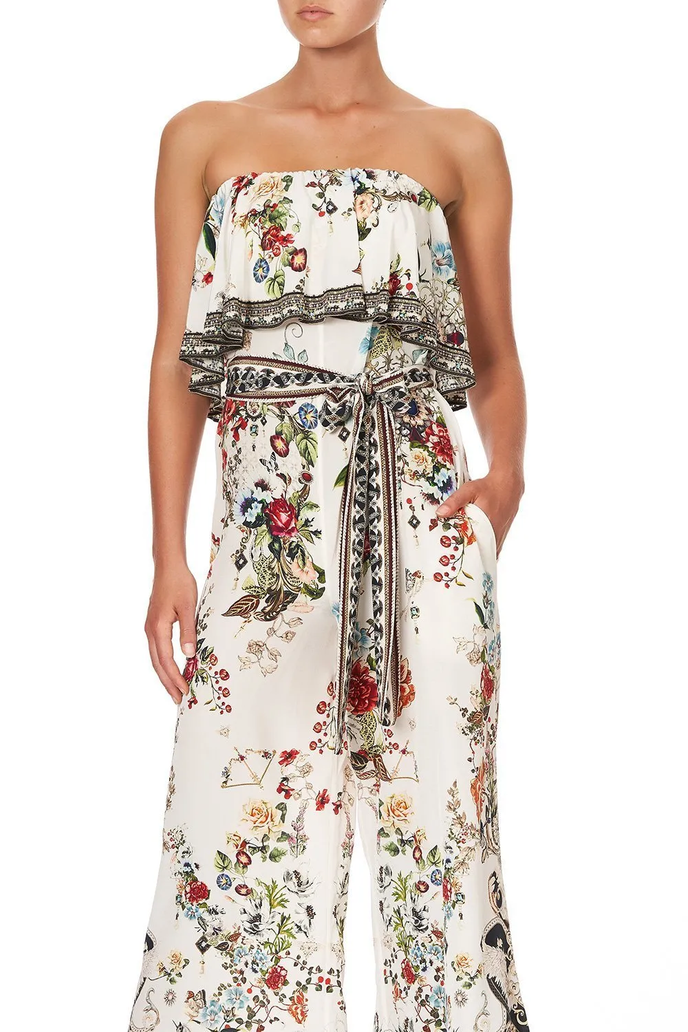 STRAPLESS JUMPSUIT WITH FRILL SHAKESPEARES GARDEN