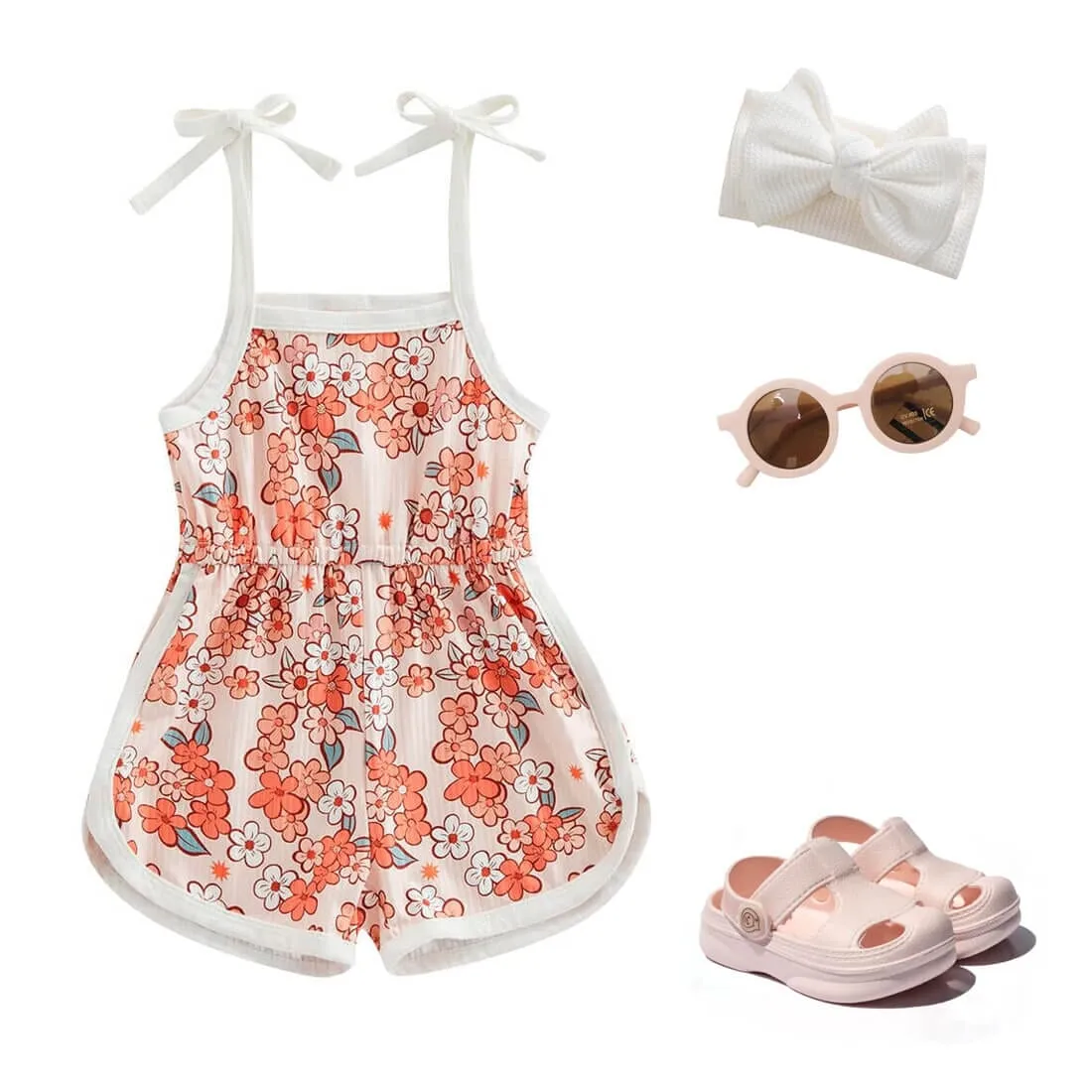 Straps Flowers Toddler Romper