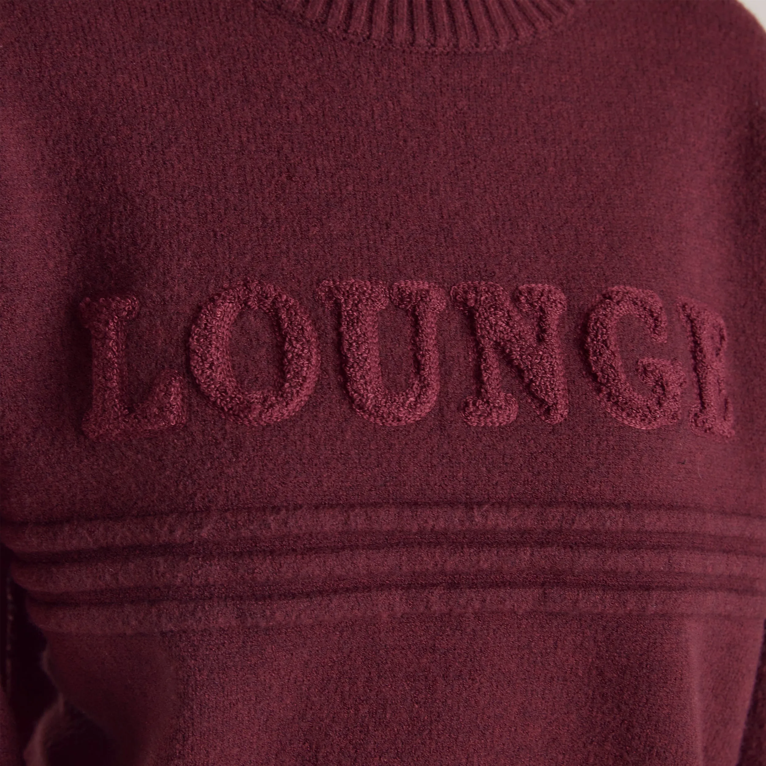 Stripe Knitted Crew Neck Jumper - Burgundy