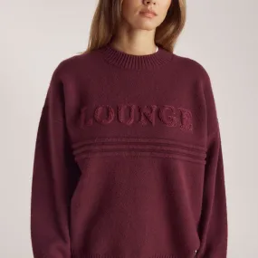 Stripe Knitted Crew Neck Jumper - Burgundy