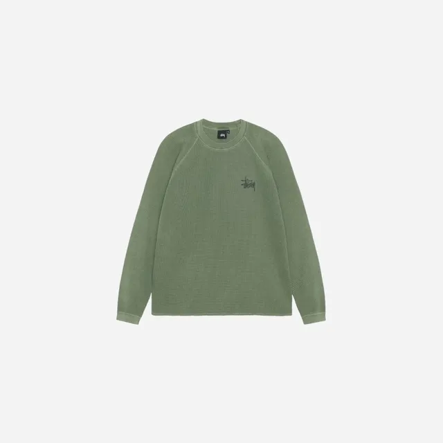 STUSSY RAGLAN THERMAL LS CREW PINE