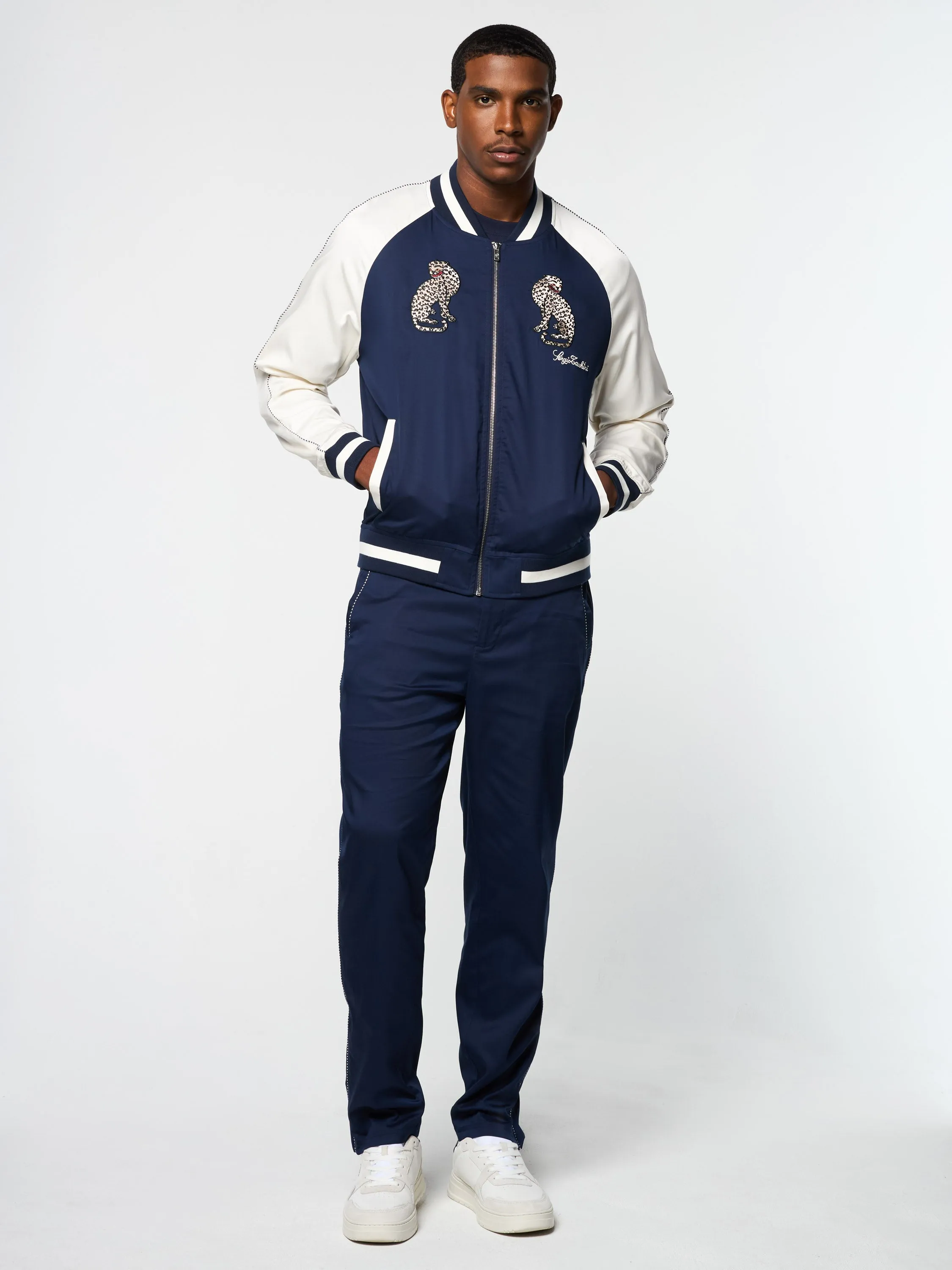 Suveniri Track Jacket- Maritime Blue/ Gardenia