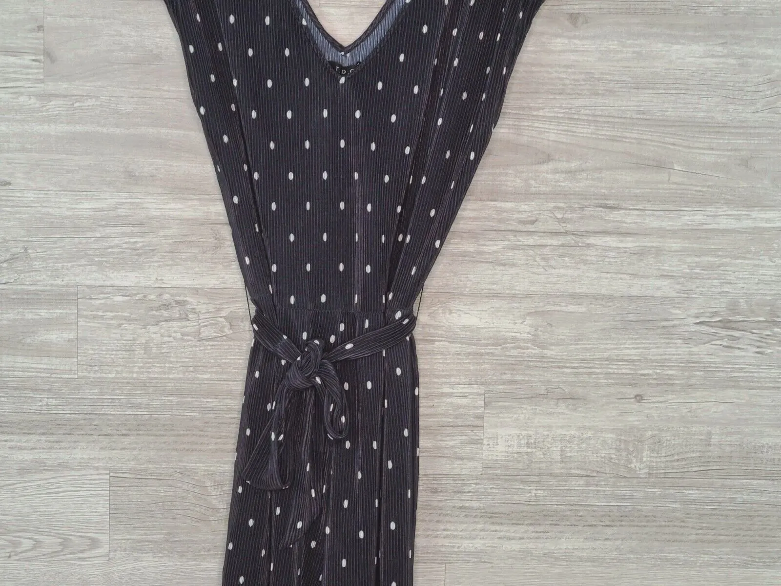 T.D.C. Topson Women's Black & White Polka Dot Belted Ribbed Jumpsuit Size XL