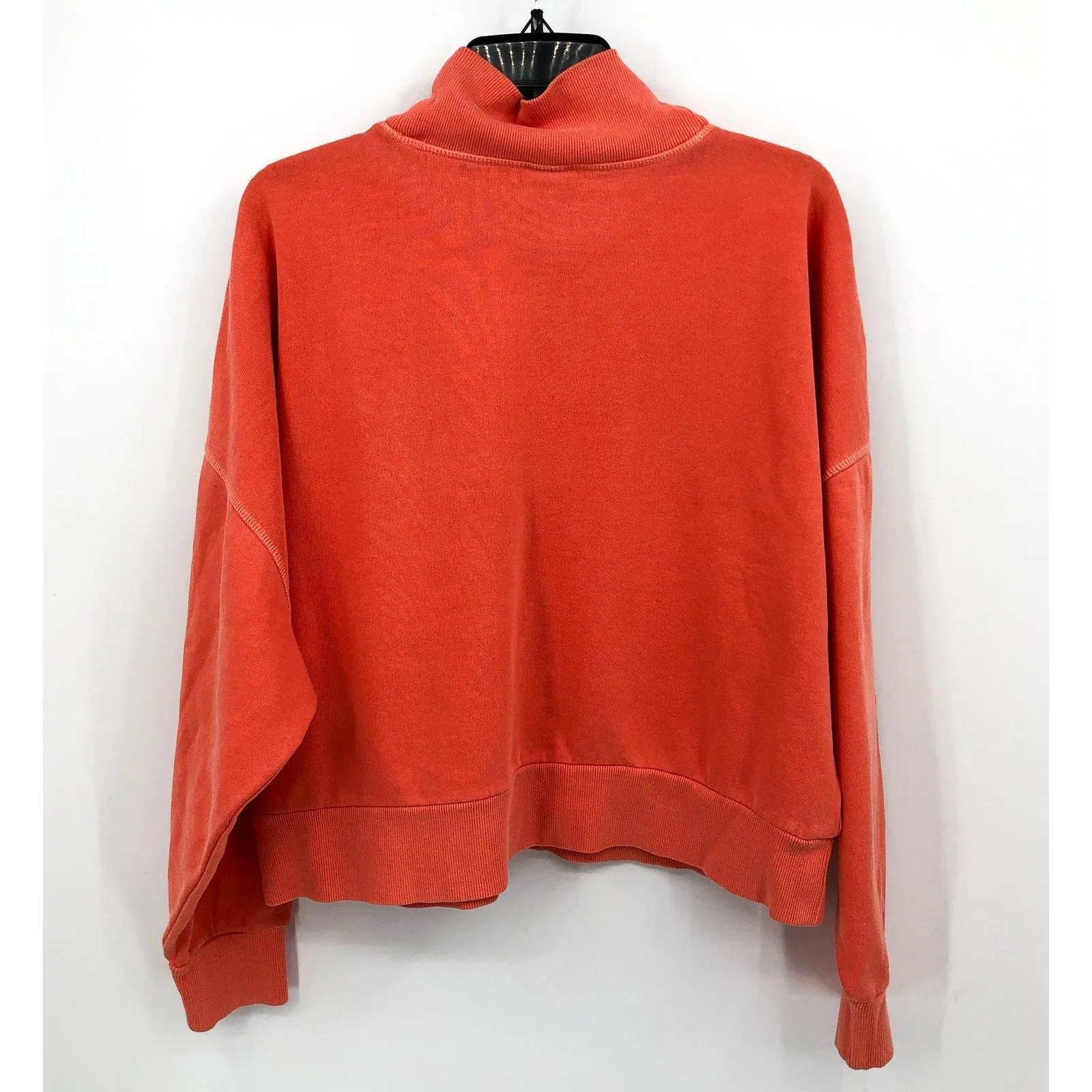 THE NORTH FACE Womens Garment Dyed Mock Neck Sweatshirt Large Coral Sunrise