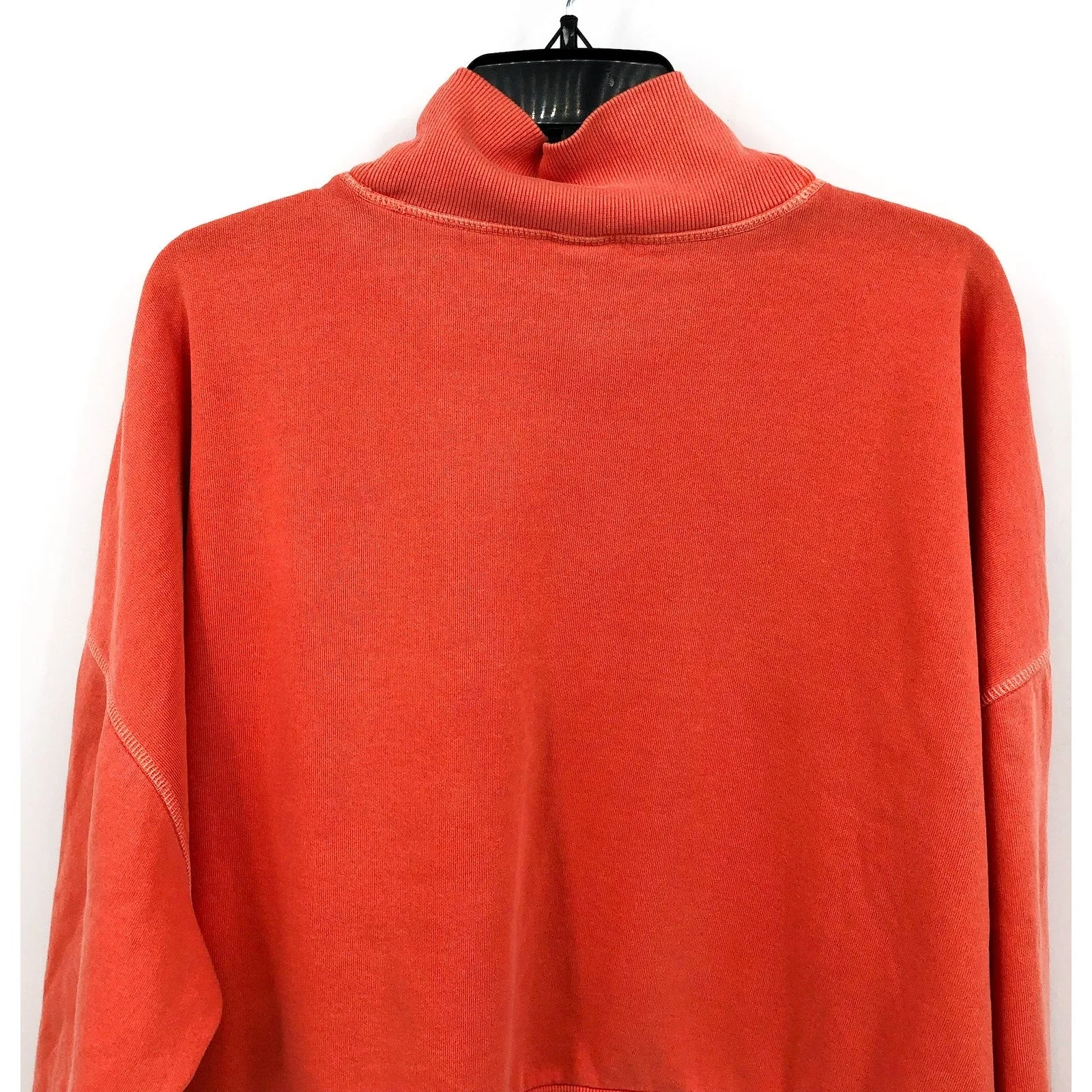 THE NORTH FACE Womens Garment Dyed Mock Neck Sweatshirt Large Coral Sunrise