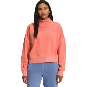 THE NORTH FACE Womens Garment Dyed Mock Neck Sweatshirt Large Coral Sunrise