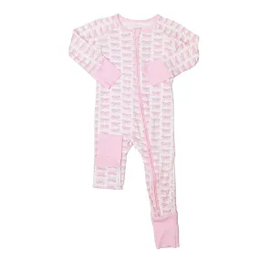 The Uptown Baby Pink Bows Long Sleeve Romper