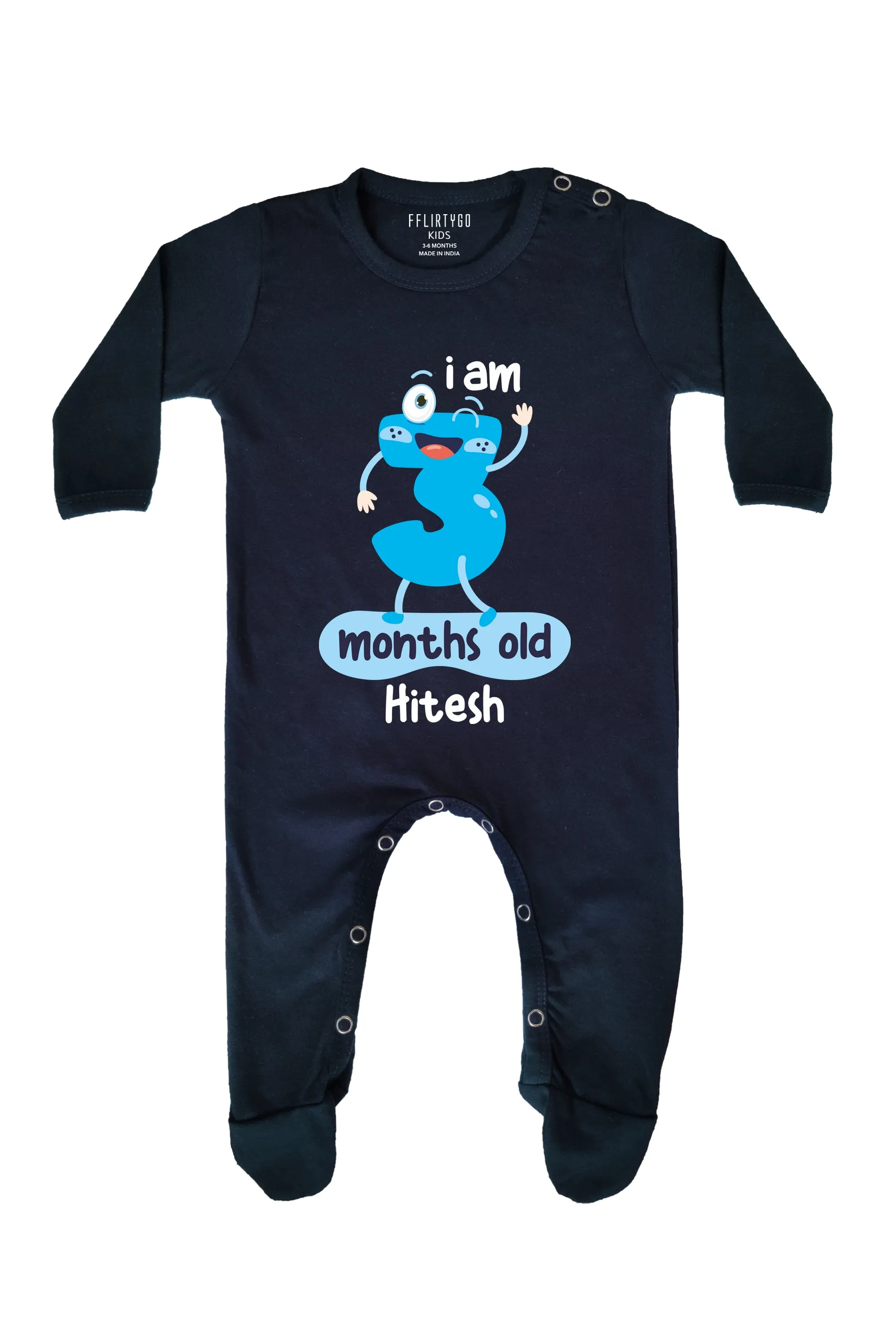 Three Months Milestone Baby Romper | Onesies w/ Custom Name