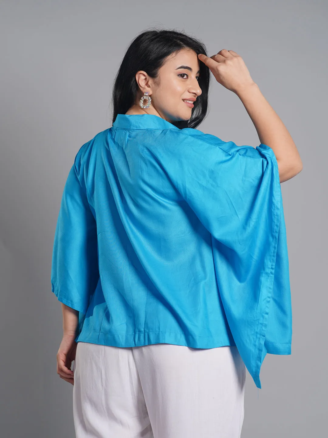 Turquoise Kaftan Top - Blossom Accent