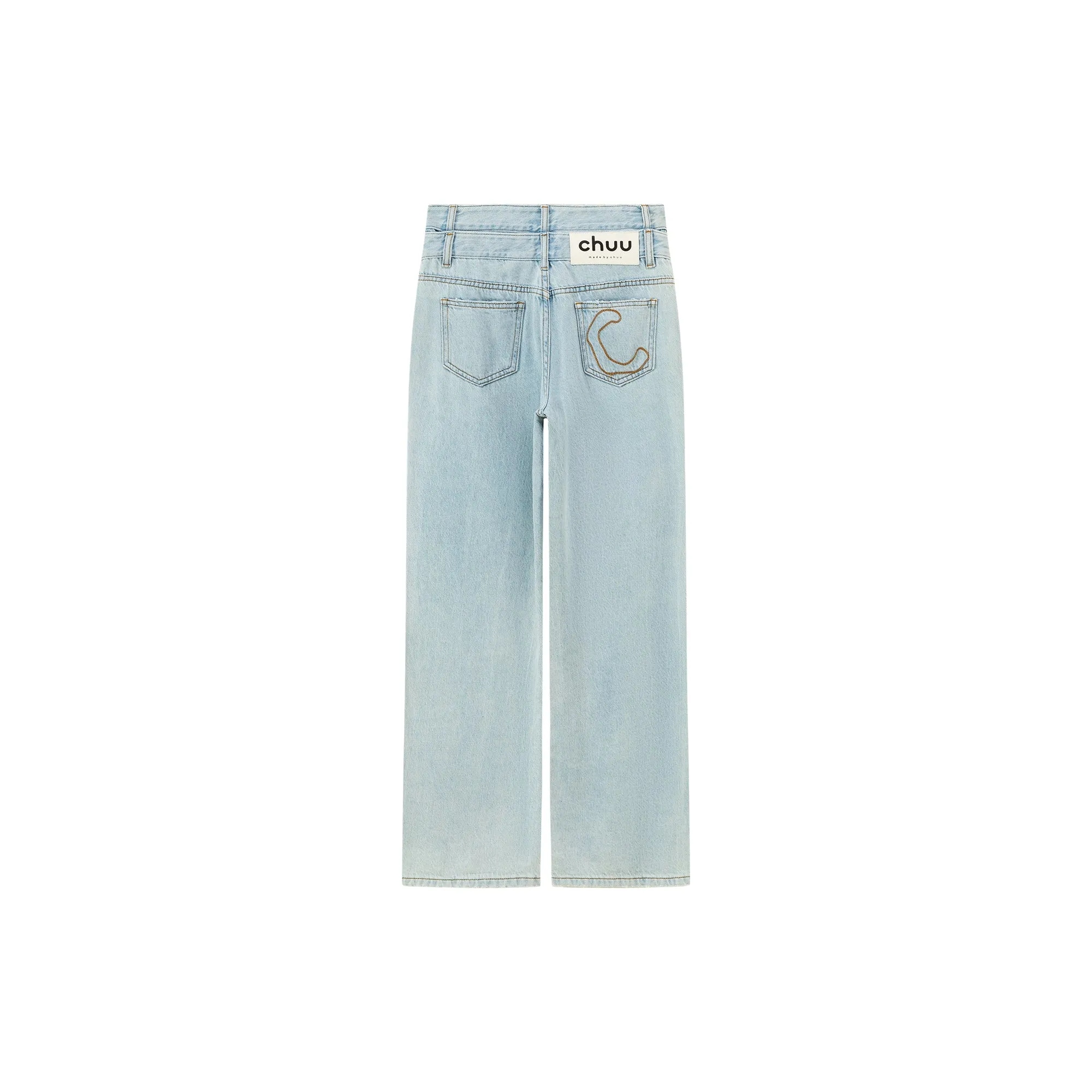 Two-Layer Illusion Wide Denim Jeans