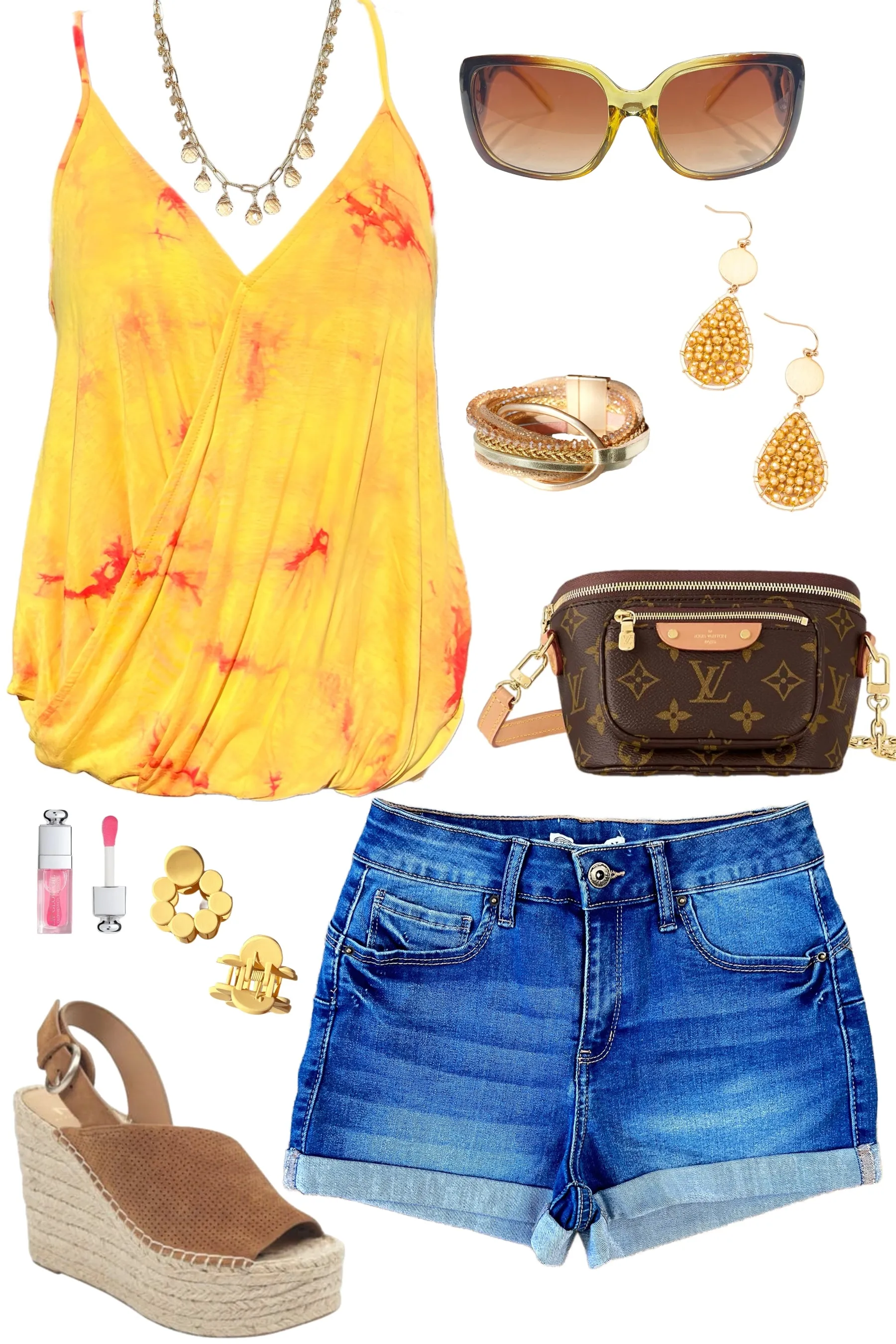 Tye Dye Twist Tank - Yellow