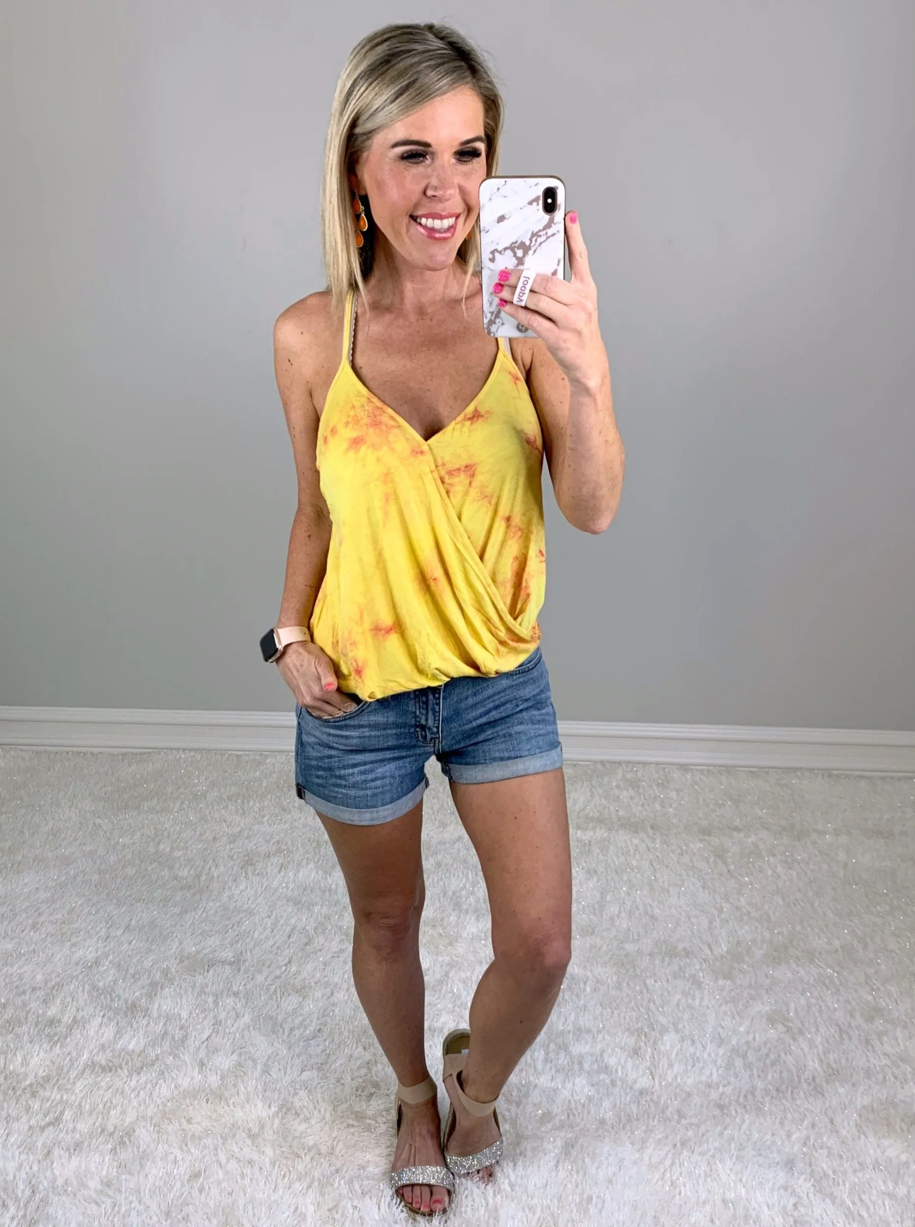 Tye Dye Twist Tank - Yellow