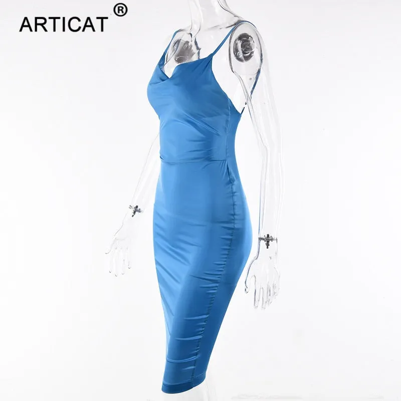 VenusFox Satin Strapless Bodycon Dress