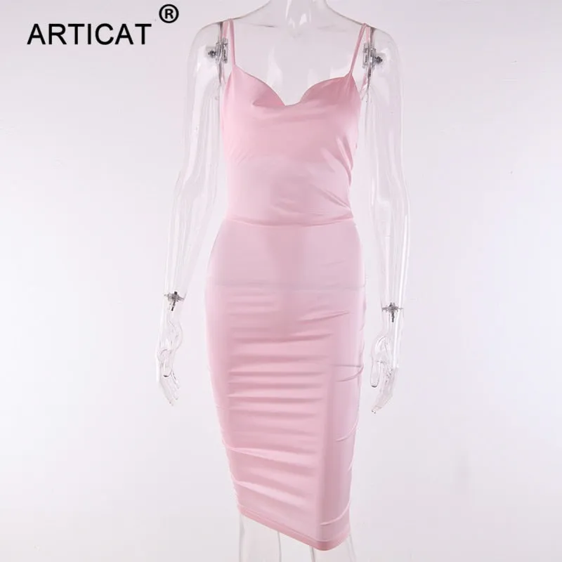 VenusFox Satin Strapless Bodycon Dress