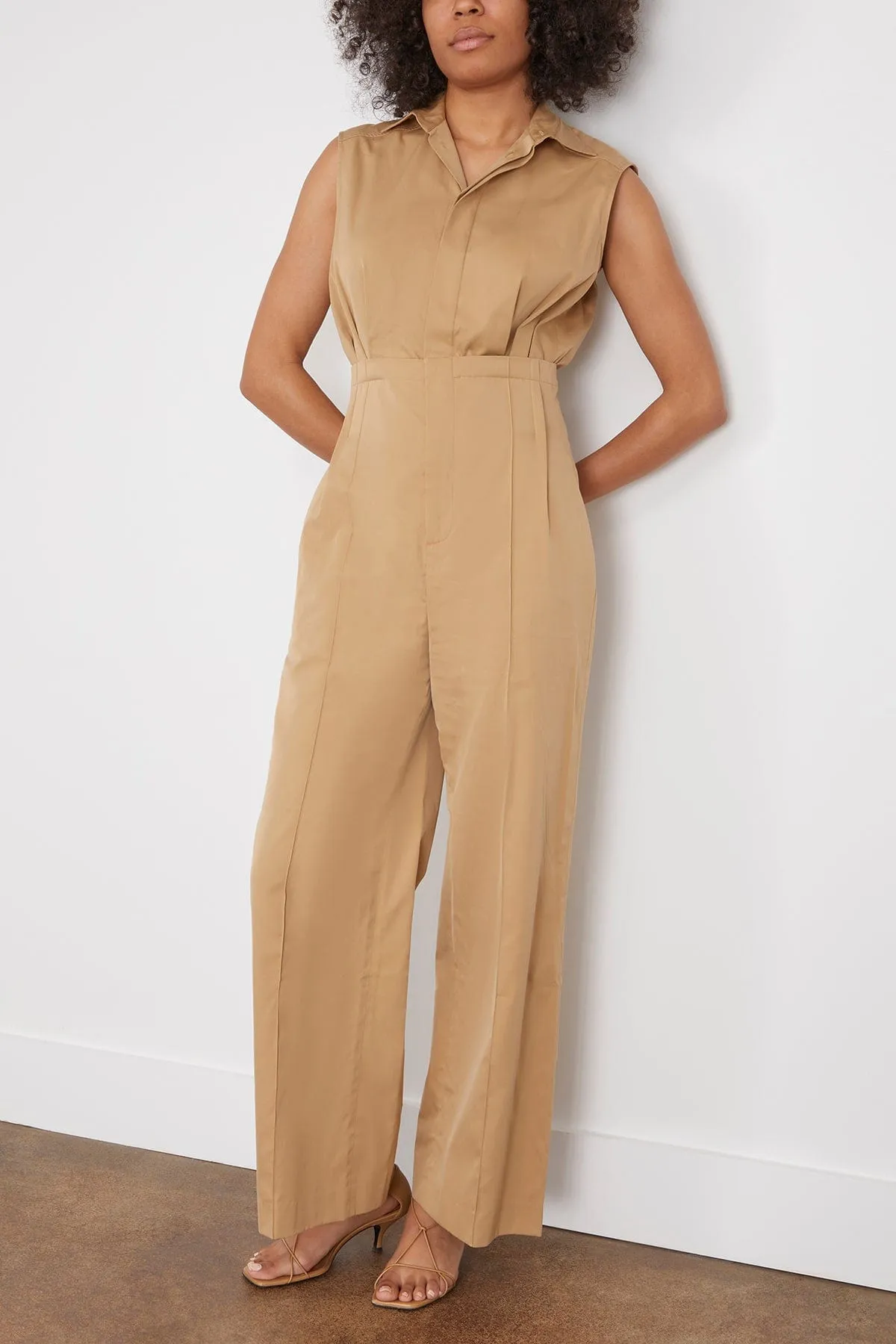 Veronica Smoking Jumpsuit in Camel