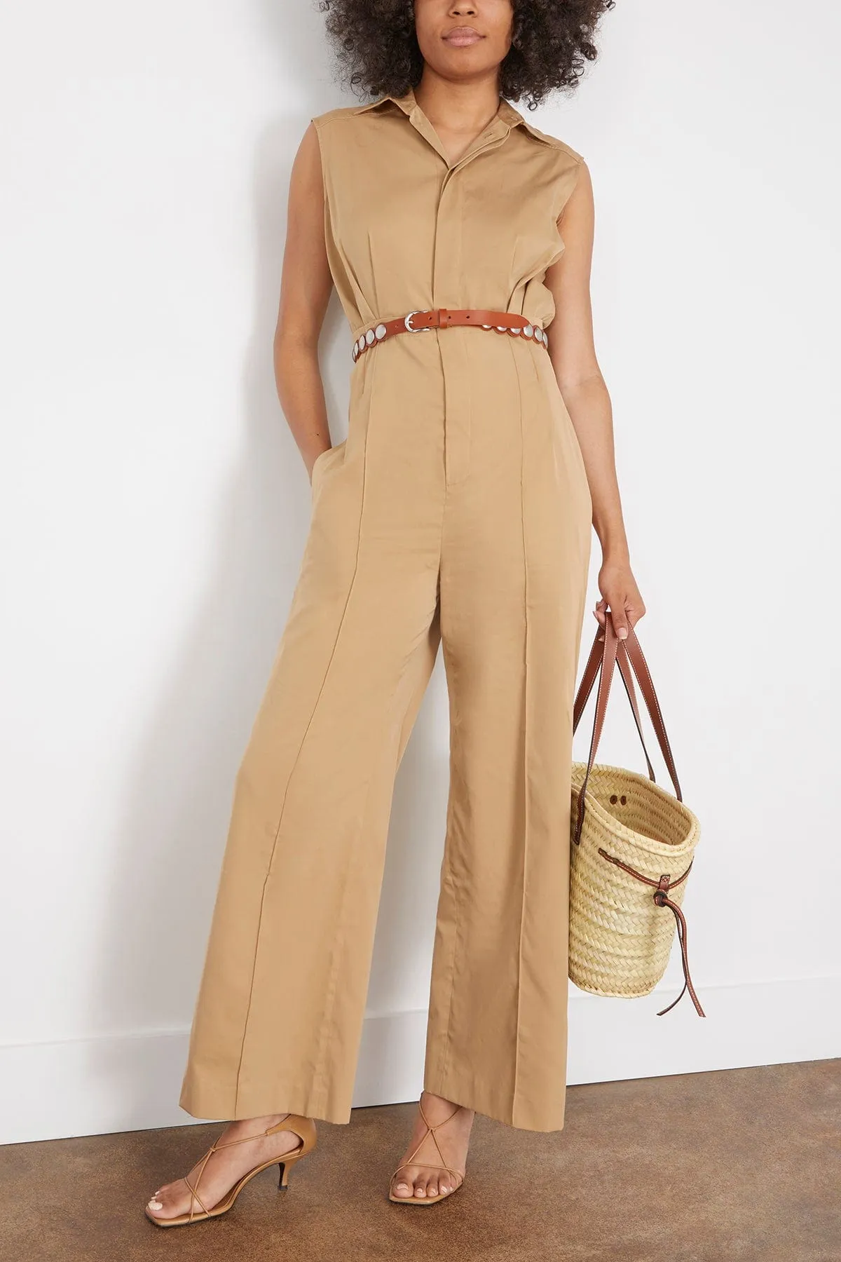 Veronica Smoking Jumpsuit in Camel