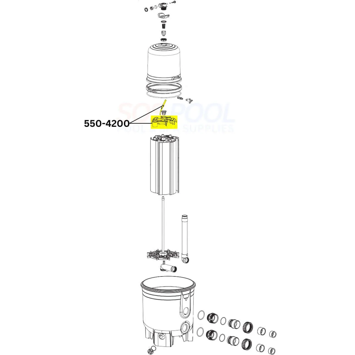 Waterway Top Manifold With Air Relief For Crystal Water DE Filters | 550-4200