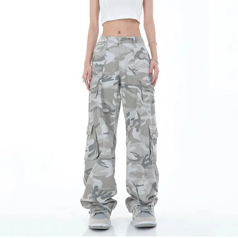 Wide Legs Camouflage Cargo Pants