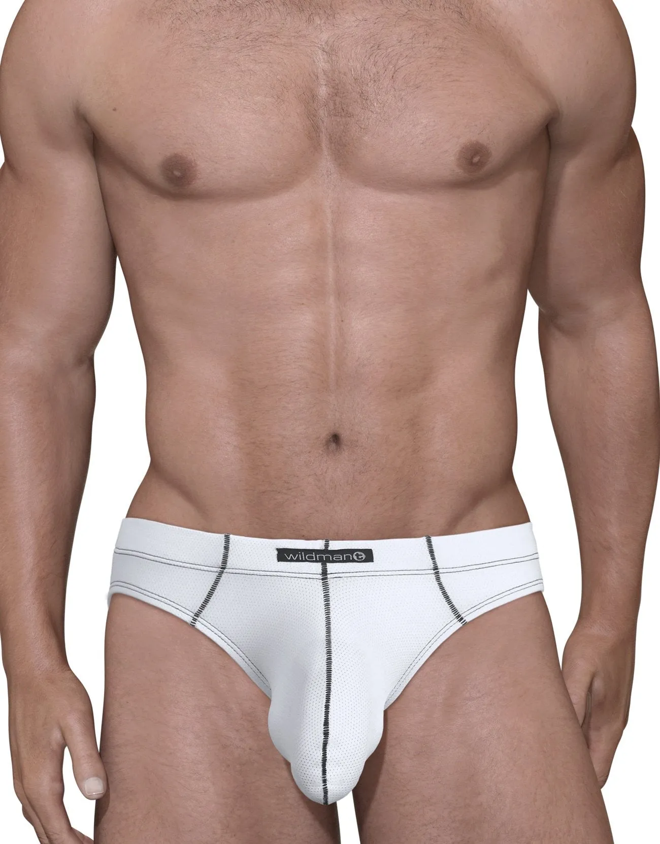 Wildmant Stitch Big Boy Pouch Brief - White