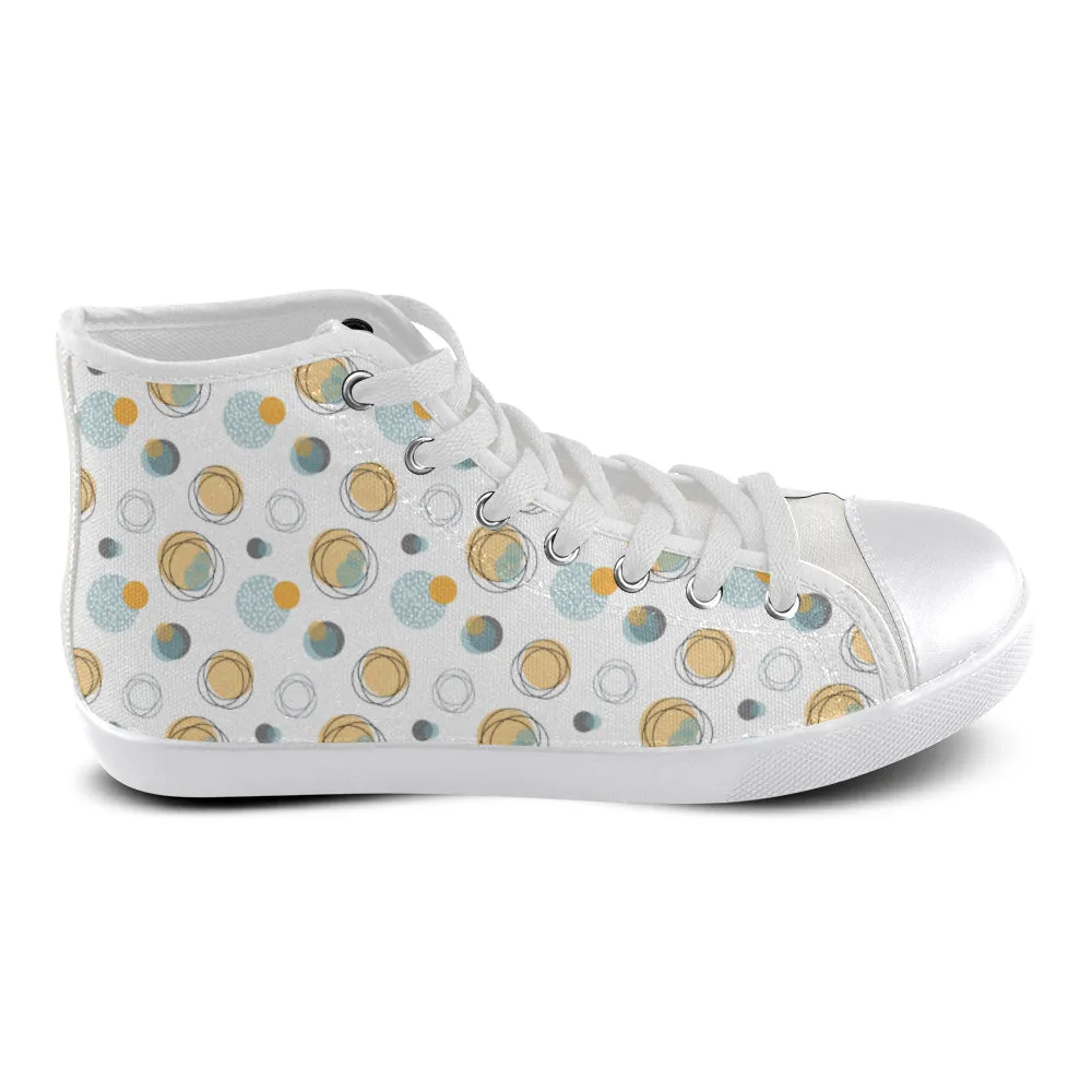 Women's Bubbly Polka Print Canvas High Top Shoes