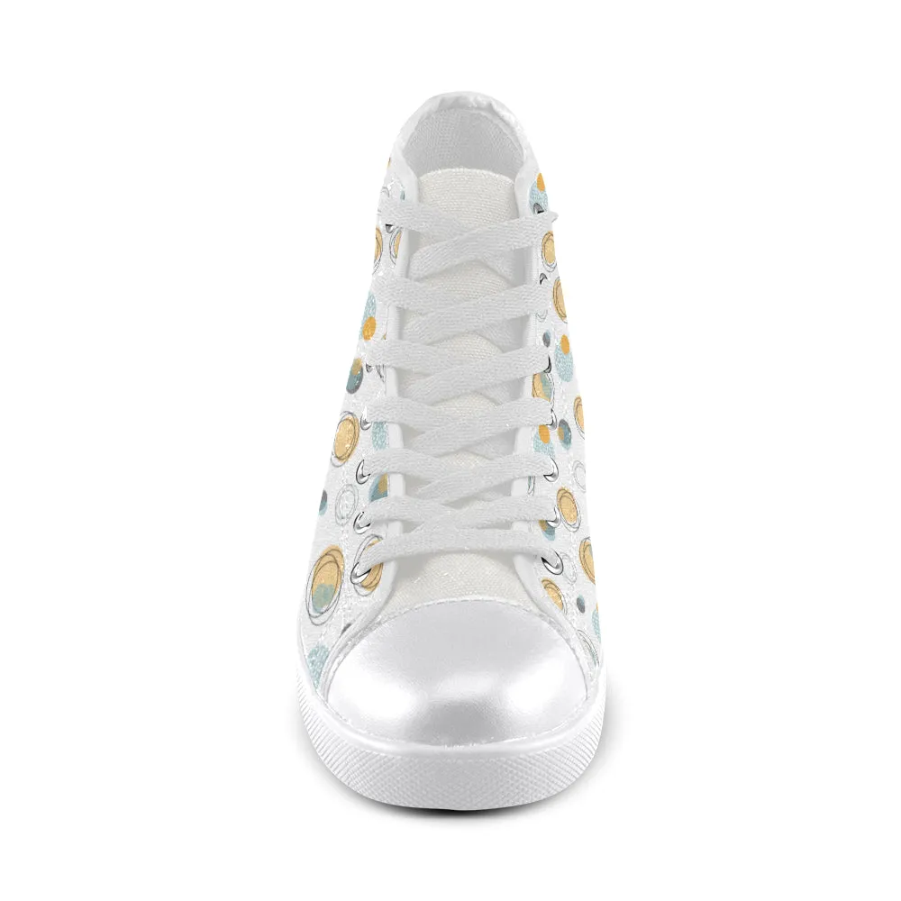 Women's Bubbly Polka Print Canvas High Top Shoes