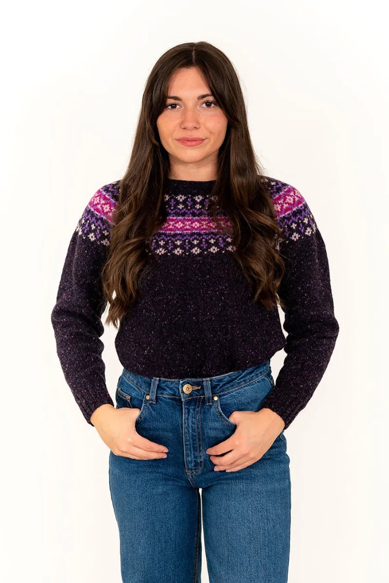 Womens Croft II Yoke Fair Isle Jumper - Purple