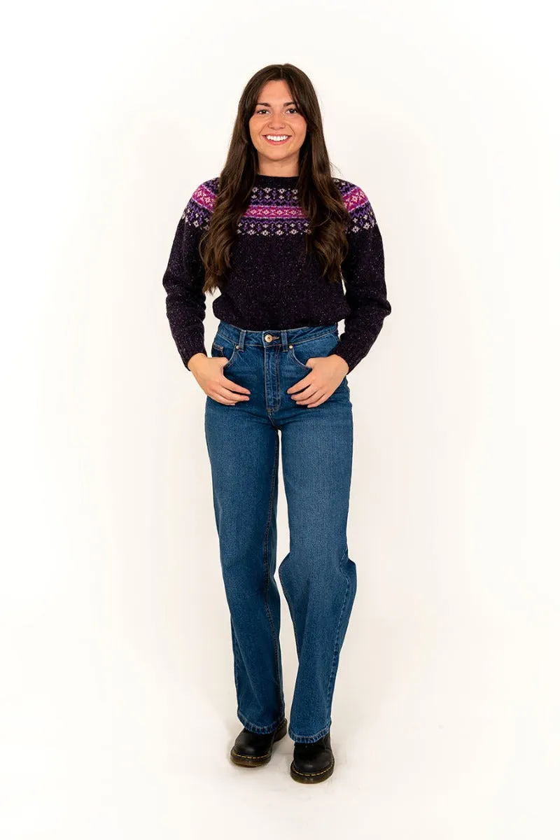 Womens Croft II Yoke Fair Isle Jumper - Purple