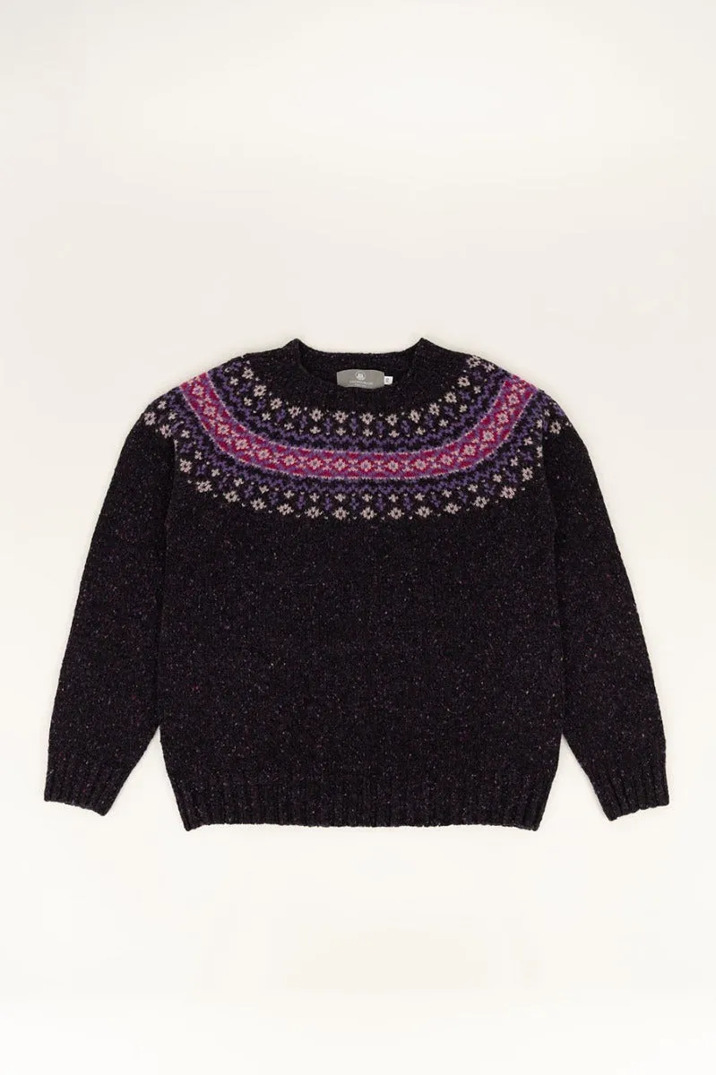 Womens Croft II Yoke Fair Isle Jumper - Purple