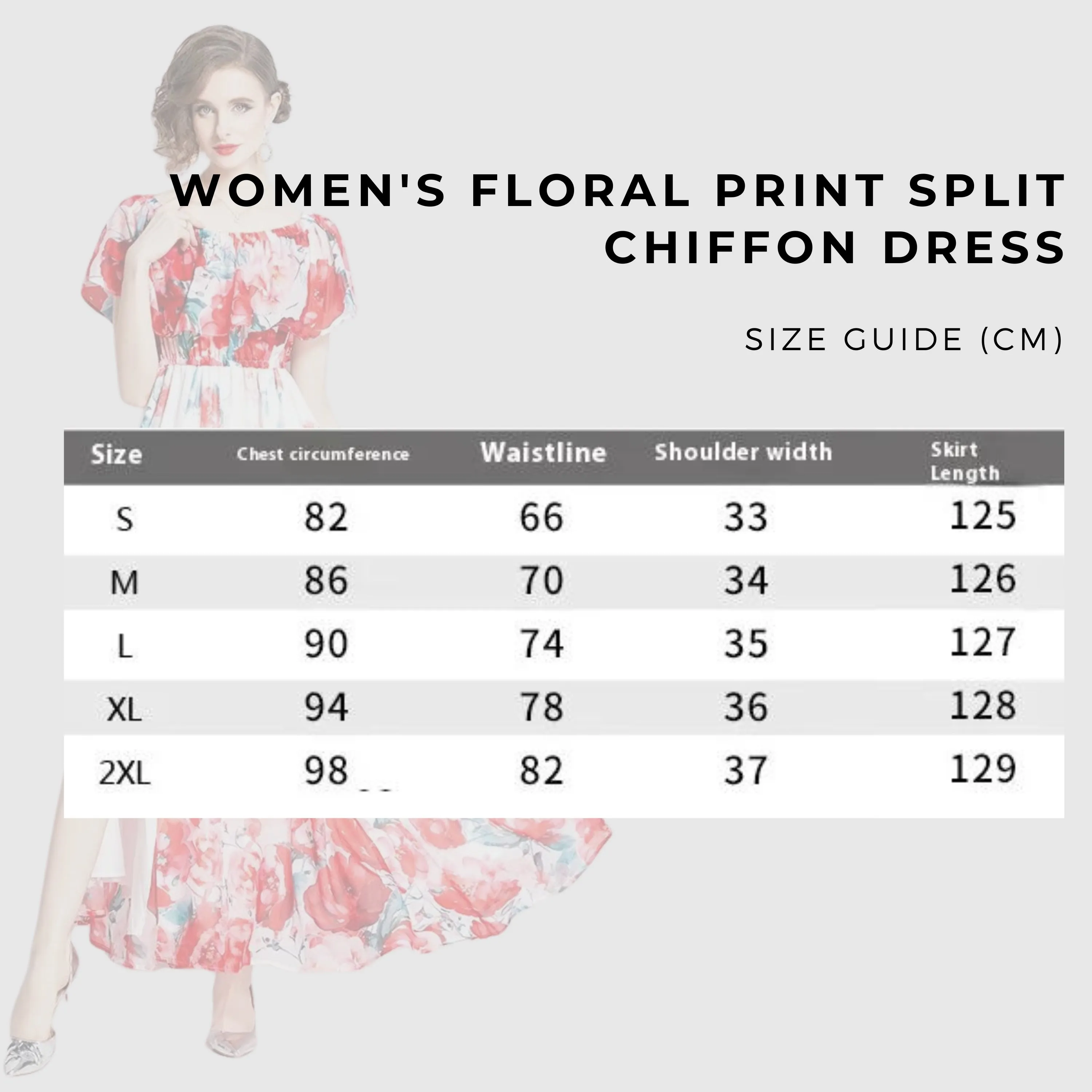 Women's Floral Print Split Chiffon Dress