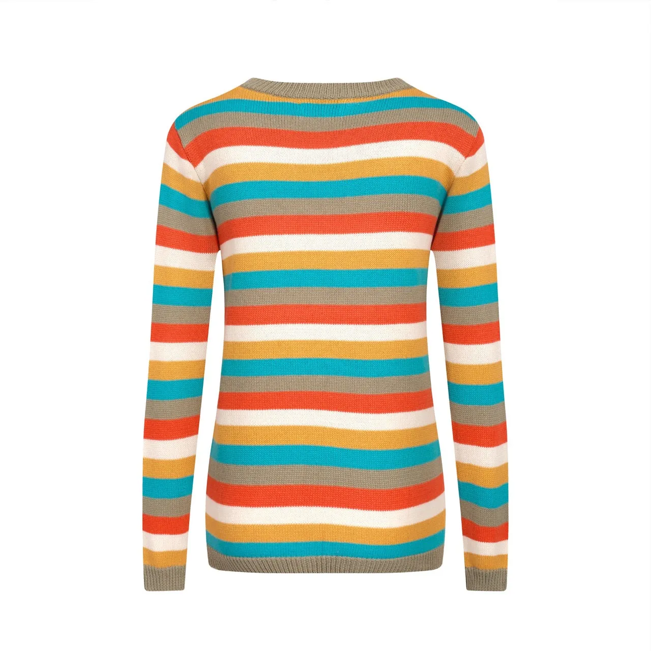 Women's green striped knit T-shirt