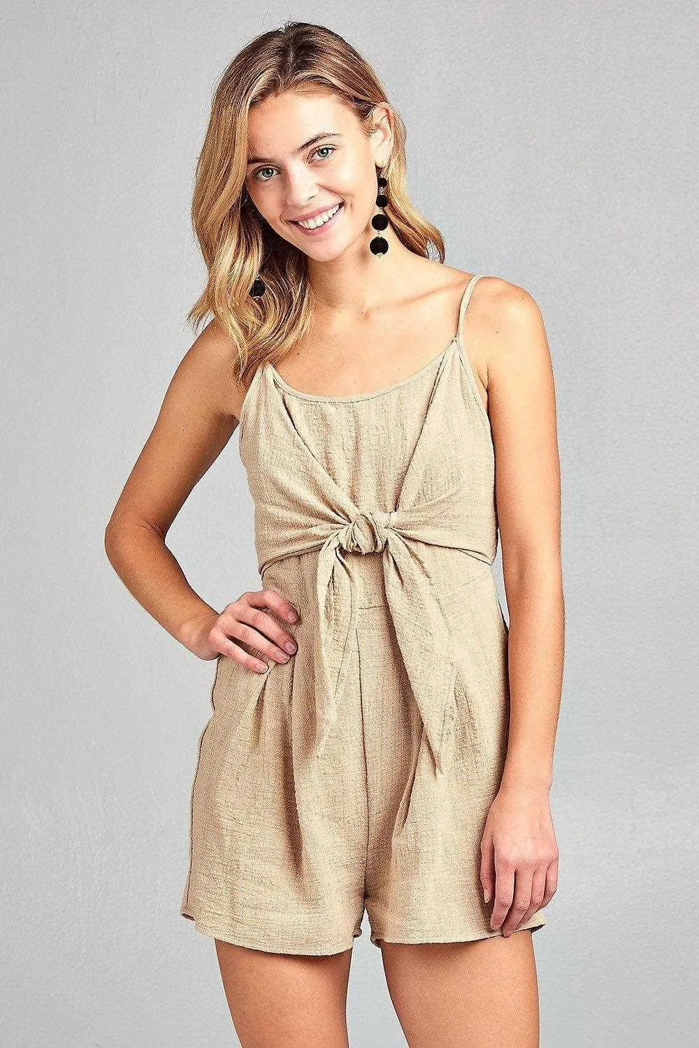 Womens Sleeveless One-Piece Romper Shorts Open Back