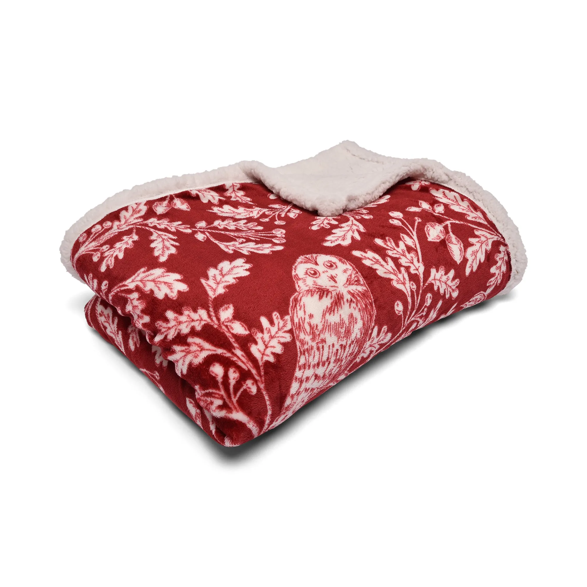 Woodland Owls Bedspread by Dreams & Drapes Lodge in Red 150cm x 200cm