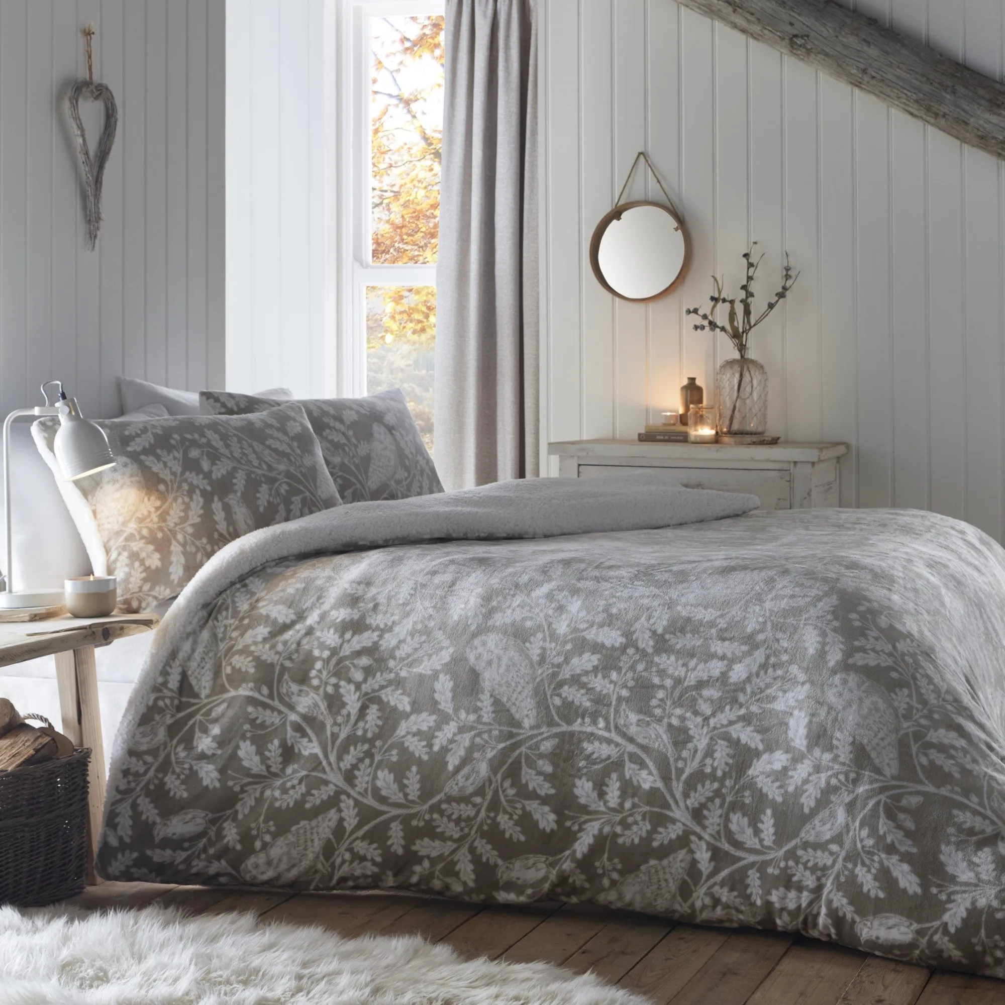 Woodland Owls Bedspread by Dreams & Drapes Lodge in Sage 150cm x 200cm